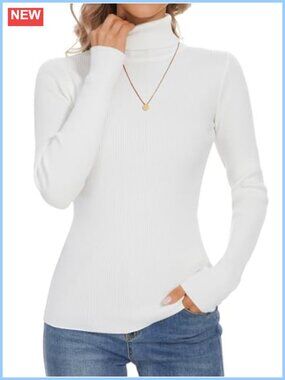 Ribbed Turtleneck Long Sleeve Pullover Sweater Slim Fit